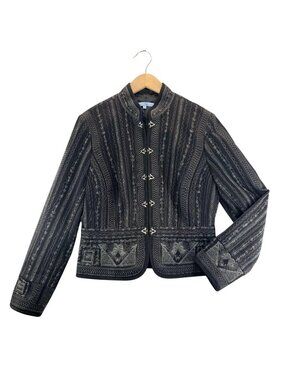 Bolero Jacket Black w White Embroidery 14 Antonio Melani Fitted Matador Western